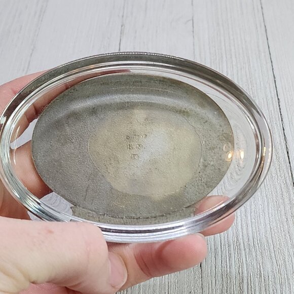 Vintage Heritage Metalworks Fine Pewter Moose & Glass Oval Paperweight 1997 - Picture 8 of 10